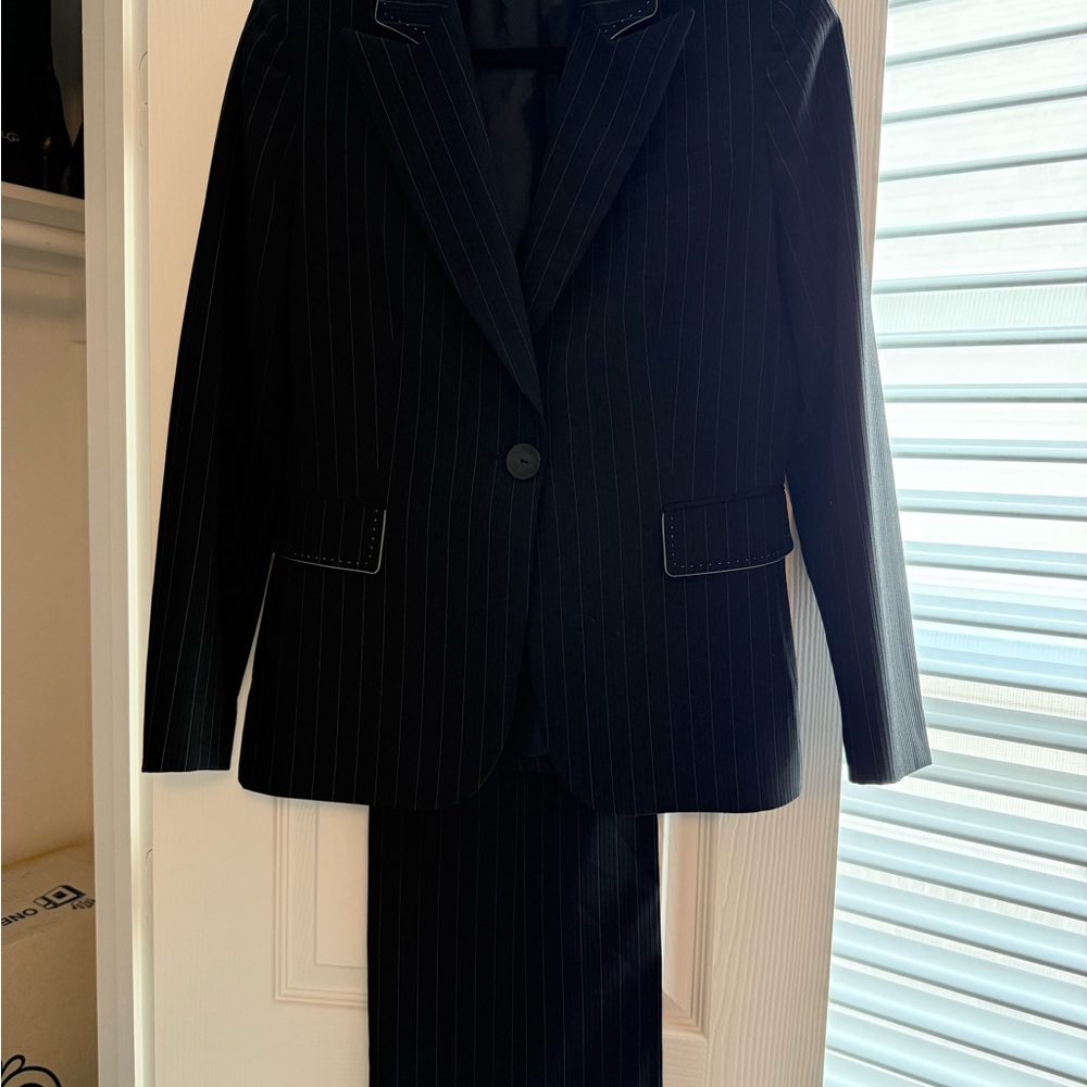 Tahari Black Pinstripe Blazer & Skirt Suit